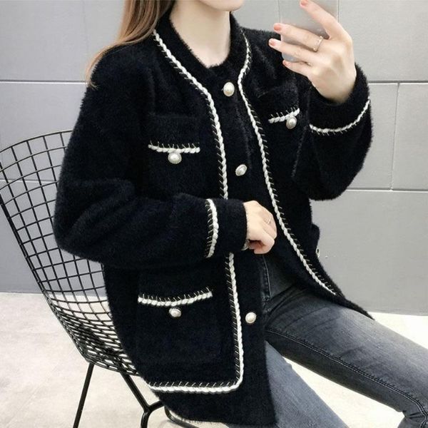 women's knits & tees imitation mink small fragrant knit cardigan jacket women 2021 autumn and winter loose version foreign style outer, White
women's knits & tees imitation mink small fragrant knit cardigan jacket women 2021 autumn and winter loose version foreign style outer, White