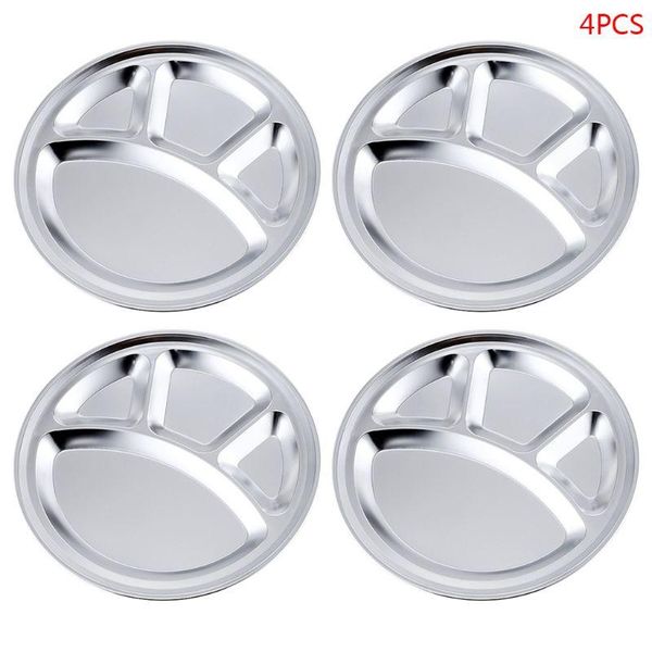 dishes & plates n80b 4pcs stainless steel 4 sections round divided plate dish snack dinner tray lunch container kitchen tableware
dishes & plates n80b 4pcs stainless steel 4 sections round divided plate dish snack dinner tray lunch container kitchen tableware