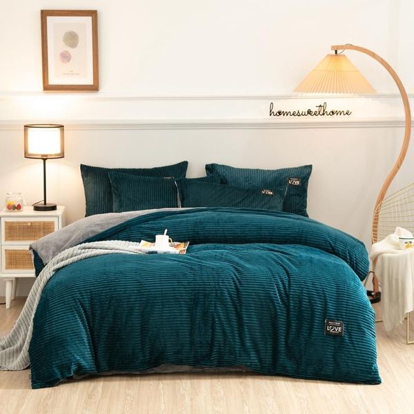 bedding sets solid color velvet duvet cover set for household winter warm thick plush stripe jacquard king size bedroom
bedding sets solid color velvet duvet cover set for household winter warm thick plush stripe jacquard king size bedroom