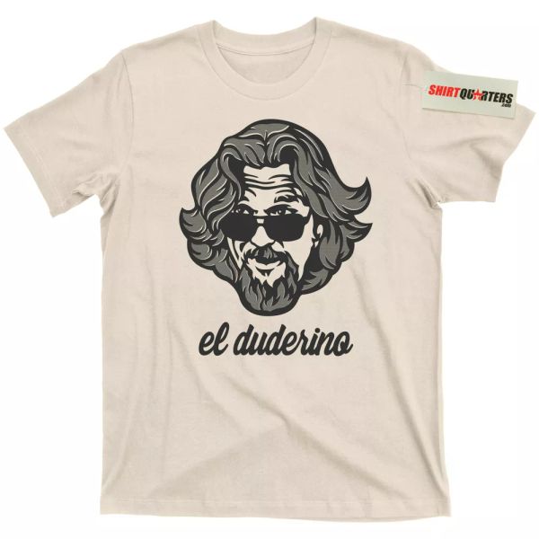 el duderino The Big Lebowski movie white russian dude abides robe tee t shirt, White;black