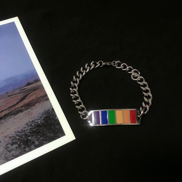 link, chain rainbow personalized creative korean bracelet ins simple and cold wind titanium steel men's women's fashion jewelry, Black
link, chain rainbow personalized creative korean bracelet ins simple and cold wind titanium steel men's women's fashion jewelry, Black