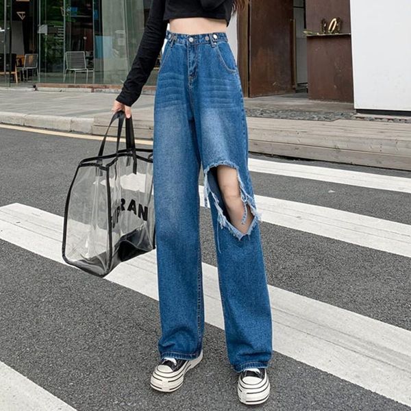 women's jeans 2021 arrival summer korean style women casual loose hole cotton denim ankle-length pants button waist straight v60, Blue
women's jeans 2021 arrival summer korean style women casual loose hole cotton denim ankle-length pants button waist straight v60, Blue