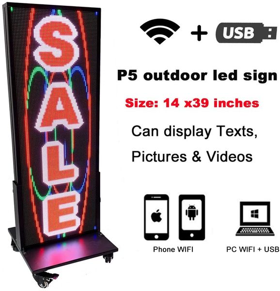 programmable vertical led sign full color p5 14"x39" outdoor scrolling message display usb and wifi support video gif image text b
programmable vertical led sign full color p5 14"x39" outdoor scrolling message display usb and wifi support video gif image text b