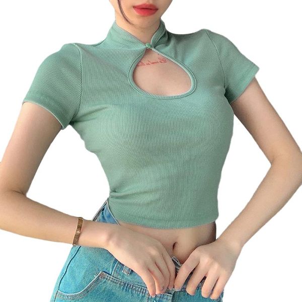 women's t-shirt women short sleeve slim crop fashion elastic t shirt hollow out tee summer casual basic solid high-neck pullovers, White
women's t-shirt women short sleeve slim crop fashion elastic t shirt hollow out tee summer casual basic solid high-neck pullovers, White