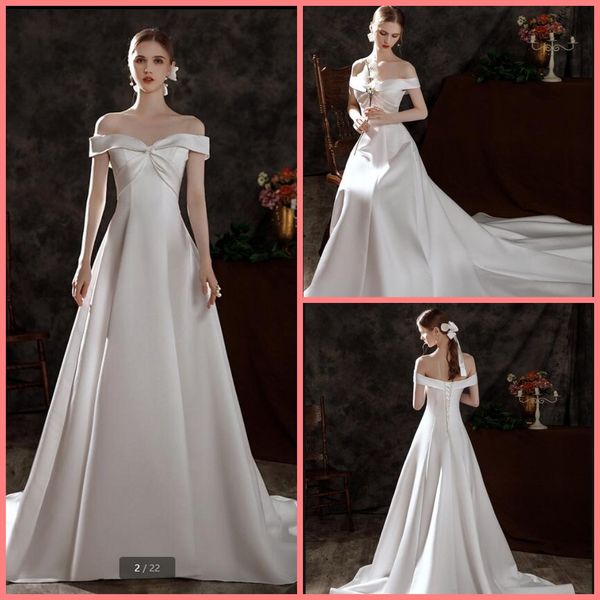 2021 vestido de festa white satin a line wedding dress off the shoulder sweetheart neck court train elegant bride dresses corset gothic brid
2021 vestido de festa white satin a line wedding dress off the shoulder sweetheart neck court train elegant bride dresses corset gothic brid
