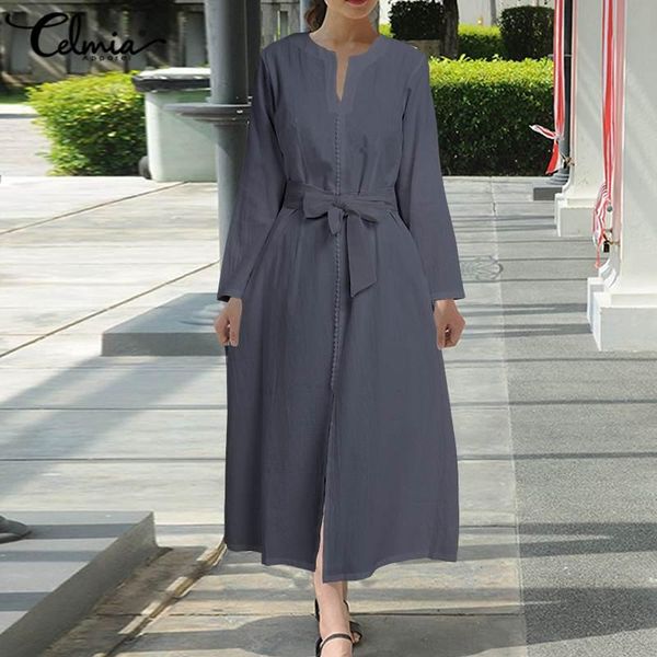 casual dresses elegant autumn v neck long dress 2021 celmia solid cotton maxi women loose sleeve vestidos belted robe femme, Black;gray
casual dresses elegant autumn v neck long dress 2021 celmia solid cotton maxi women loose sleeve vestidos belted robe femme, Black;gray