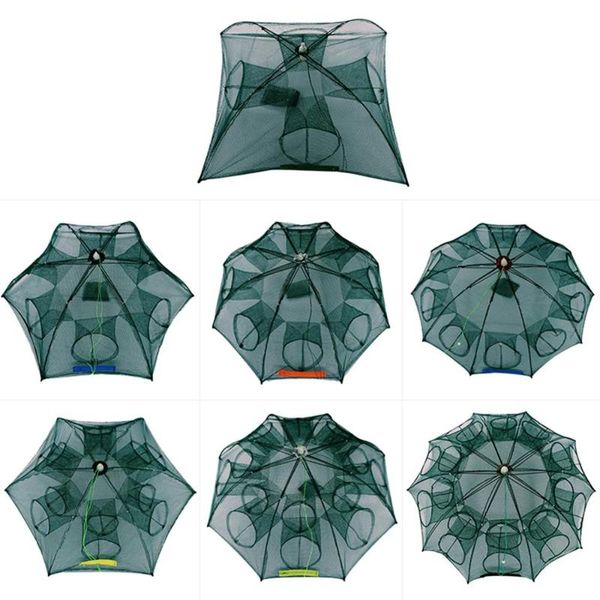 fishing accessories 4/6/8/12/16 hole net folded portable hexagon fish network automatic shrimp trap minnow crab baits cast mesh