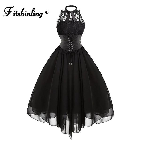 fitshinling gothic ball gown party dresses for women halter lace patchwork sleeveless vestidos bow tie corset short midi dress casual, Black;gray
fitshinling gothic ball gown party dresses for women halter lace patchwork sleeveless vestidos bow tie corset short midi dress casual, Black;gray