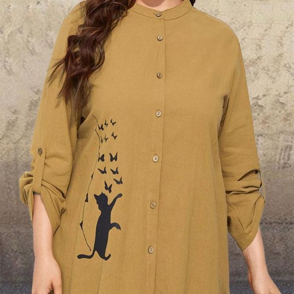plus size t-shirt casual shirts for women 2021 autumn long sleeve blouse fashion stand neck cat printed loose 5xl, Black
plus size t-shirt casual shirts for women 2021 autumn long sleeve blouse fashion stand neck cat printed loose 5xl, Black