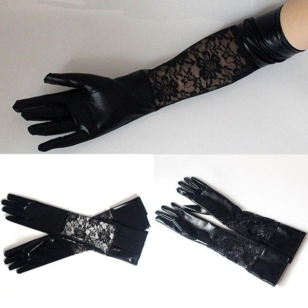 five fingers gloves women fashion patchwork lace faux long leather black ladies elbow length mittens adults clubwear party, Blue;gray
five fingers gloves women fashion patchwork lace faux long leather black ladies elbow length mittens adults clubwear party, Blue;gray