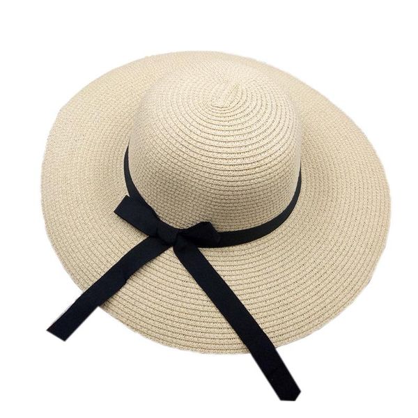 foldable floppy natural women straw hat outdoor summer beach wide brim sun uv protect lady travel visor cap chapeu feminino hats, Blue;gray