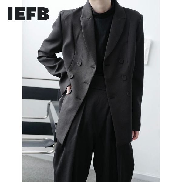 iefb /men's wear spring slim double-breasted black suit coat niche notched collar vintage irregular hem blazers 9y4029 210524, White;black
iefb /men's wear spring slim double-breasted black suit coat niche notched collar vintage irregular hem blazers 9y4029 210524, White;black