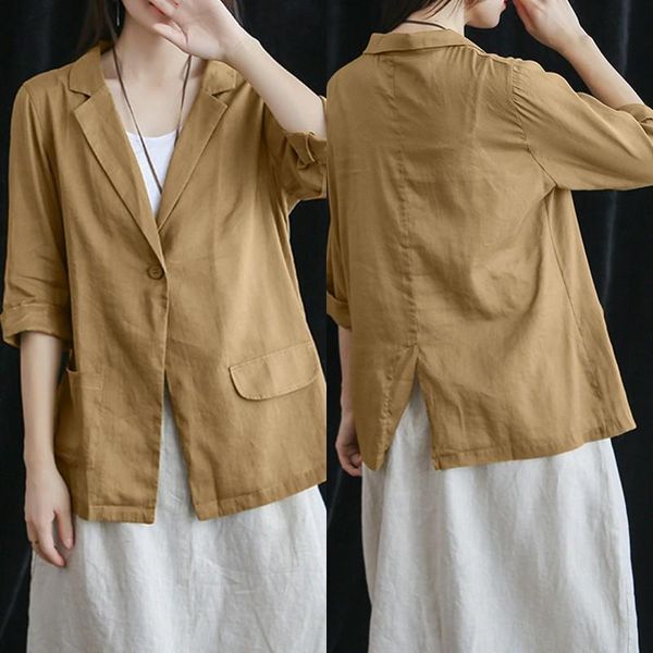 women's suits & blazers oversized split coats zanzea 2021 fashion solid blazer casual long sleeve outwears female single-button overcoa, White;black
women's suits & blazers oversized split coats zanzea 2021 fashion solid blazer casual long sleeve outwears female single-button overcoa, White;black