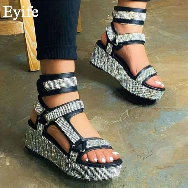 women platform sandals 2021 summer bling rhinestone ankle strap ladies dress shoes thick bottom 35-43 female beach, Black
women platform sandals 2021 summer bling rhinestone ankle strap ladies dress shoes thick bottom 35-43 female beach, Black