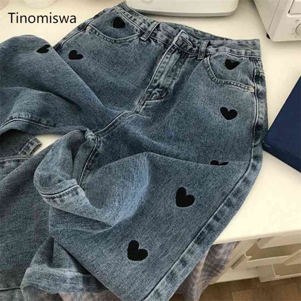 love heart embroidery jeans women casual straight loose denim pants female korean style high waist pantalones femme 210818, Blue
love heart embroidery jeans women casual straight loose denim pants female korean style high waist pantalones femme 210818, Blue