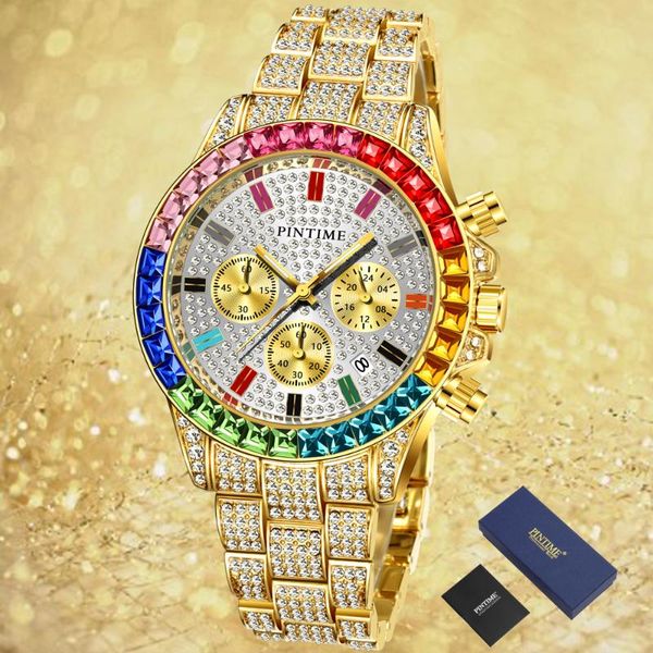 wristwatches pintime unique gold iced out watch men chronograph steel diamond mens watches male wristwatch relogio masculin, Slivery;brown
wristwatches pintime unique gold iced out watch men chronograph steel diamond mens watches male wristwatch relogio masculin, Slivery;brown