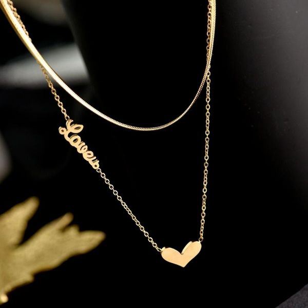 pendant necklaces japan and south korea ladies party gift titanium steel love double stack letter necklace fashion trend clavicle chain, Silver
pendant necklaces japan and south korea ladies party gift titanium steel love double stack letter necklace fashion trend clavicle chain, Silver