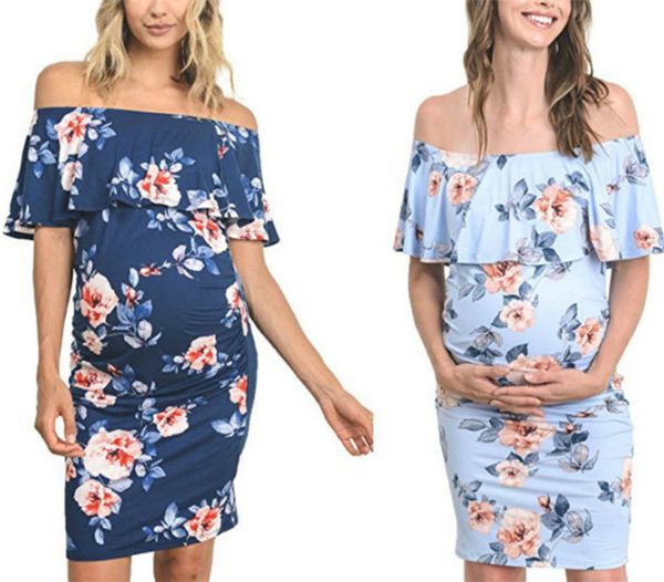 maternity dress summer stretchy clothings bodycon floral pregnant women off shoulder vestidos maternity clothes plus size, White
maternity dress summer stretchy clothings bodycon floral pregnant women off shoulder vestidos maternity clothes plus size, White