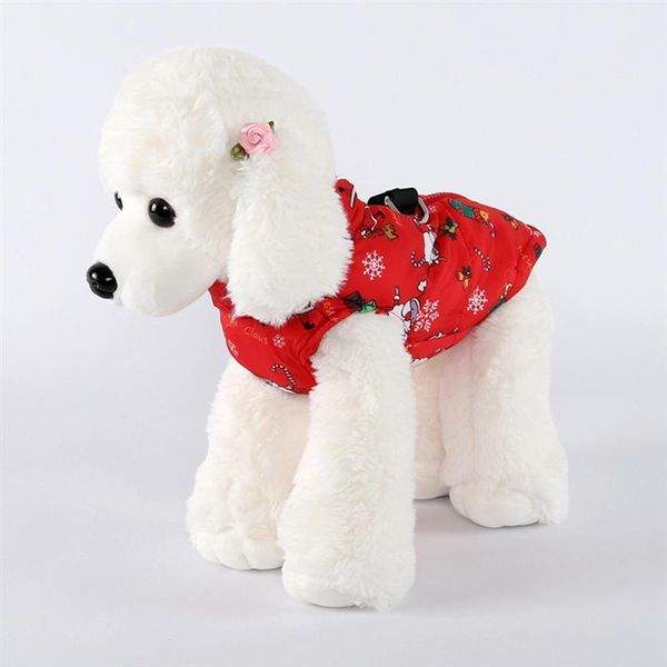 dog apparel pet warm vest christmas santa patterned jacket soft coat outdoor sports snowsuit for