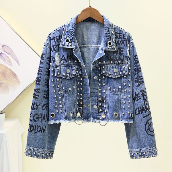 jacket fashion beading diamonds graffiti print design holes denim jacket women loose casual short jeans coat outwear female, Black;brown
jacket fashion beading diamonds graffiti print design holes denim jacket women loose casual short jeans coat outwear female, Black;brown