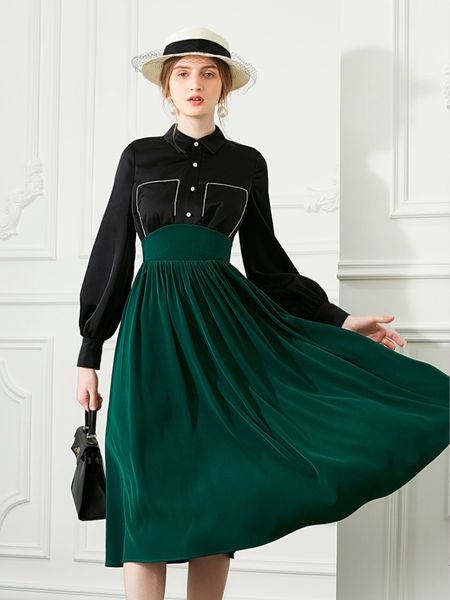 autumn beads long vintage women cut black diamonds high waist elegant button dress fysq, Black;gray
autumn beads long vintage women cut black diamonds high waist elegant button dress fysq, Black;gray