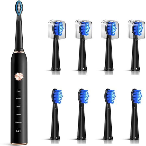 smart electric toothbrush usb rechargeable sonic 8 dupont brush heads & travel case 5 modes whitening power
smart electric toothbrush usb rechargeable sonic 8 dupont brush heads & travel case 5 modes whitening power