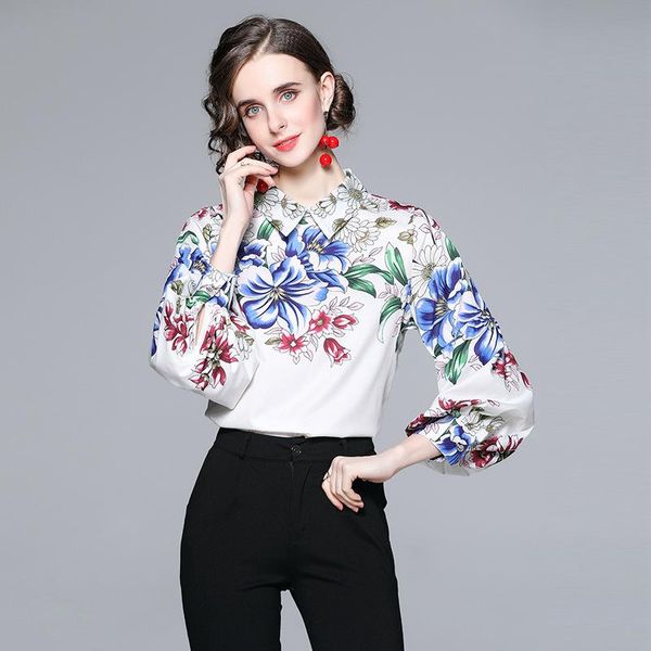 women's blouses & shirts larci 2021 autumn women lapel lantern sleeve fashion printed shirt, White
women's blouses & shirts larci 2021 autumn women lapel lantern sleeve fashion printed shirt, White