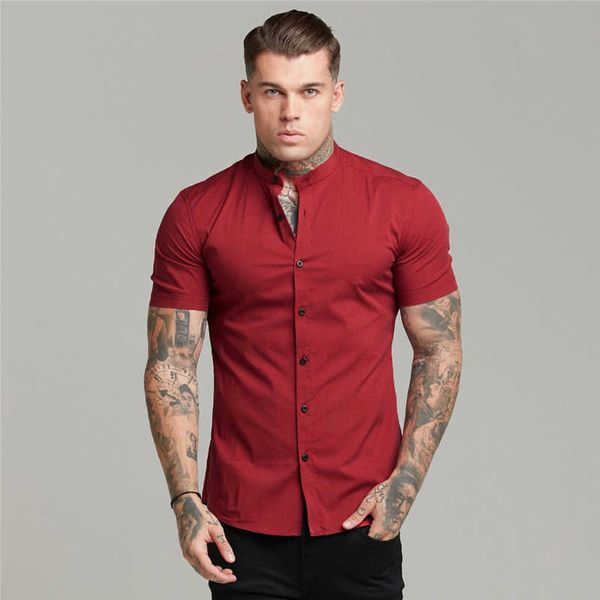 new arrivals summer man short sleeve shirt solid fitness mens stand collar super slim fit business dress shirt button gym, White;black
new arrivals summer man short sleeve shirt solid fitness mens stand collar super slim fit business dress shirt button gym, White;black