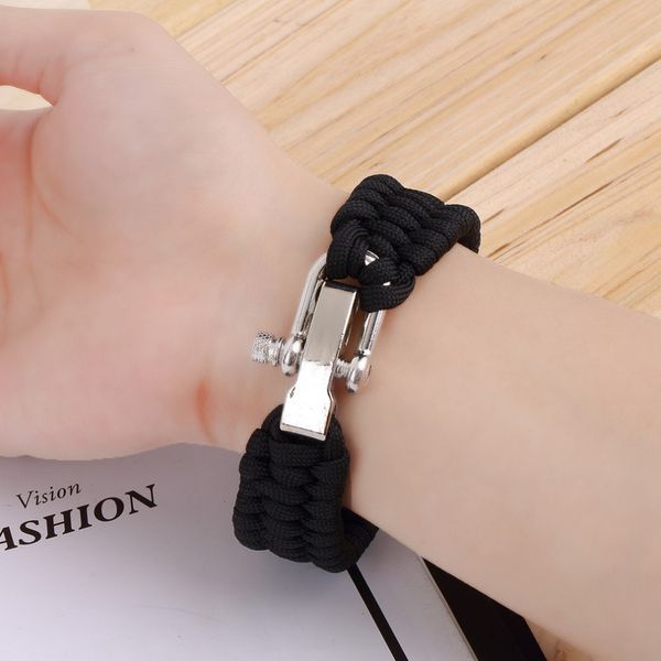 black paracord rope outdoor survival bracelet camping steel shackle buckle wholesale
black paracord rope outdoor survival bracelet camping steel shackle buckle wholesale