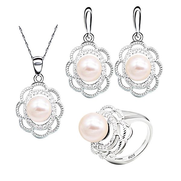 pink pearl 925 silver wedding jewelry set for women earring necklace pendant ring birthday gift bracelet, earrings &, Black 
pink pearl 925 silver wedding jewelry set for women earring necklace pendant ring birthday gift bracelet, earrings &, Black