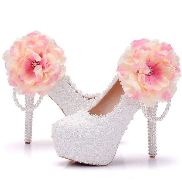 sandals white flower lace wedding lace-up high heels platform woman party shoes pumps, Black
sandals white flower lace wedding lace-up high heels platform woman party shoes pumps, Black