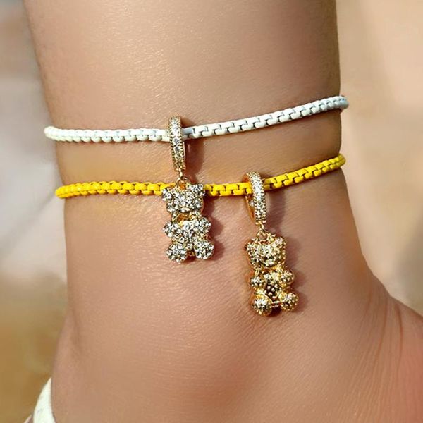 anklets summer shiny crystal metal bear zircon charm for women colorful enamel box chain leg bracelet beach diy foot accessories, Red;blue
anklets summer shiny crystal metal bear zircon charm for women colorful enamel box chain leg bracelet beach diy foot accessories, Red;blue