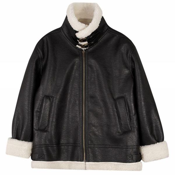 women's fur & faux winter women thick warm suede lamb jacket short motorcycle solid coats shearling sheepskin leather jackets outwear e, Black 
women's fur & faux winter women thick warm suede lamb jacket short motorcycle solid coats shearling sheepskin leather jackets outwear e, Black