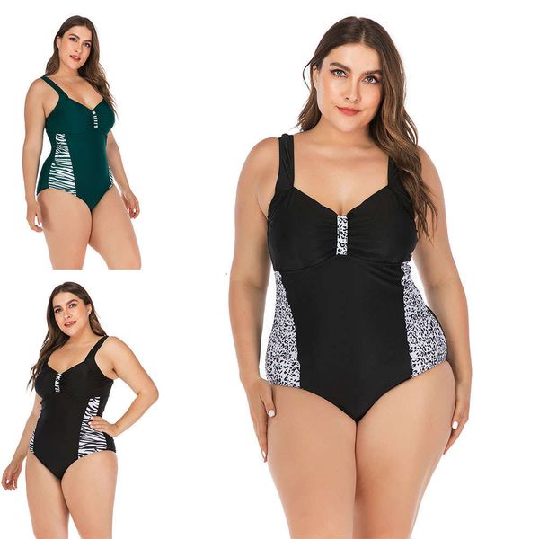 one piece large bikini women's swimsuit, White;black
