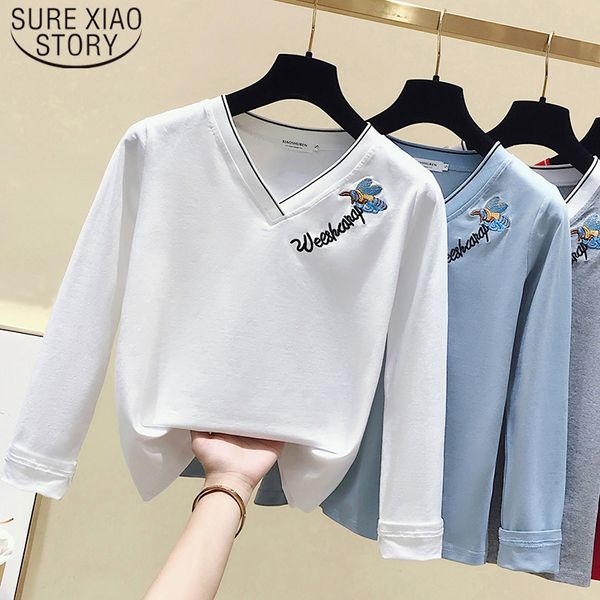 autumn casual white v-neck women shirt long sleeve cotton ladies embroidered solid print blouses 6292 50 210510
autumn casual white v-neck women shirt long sleeve cotton ladies embroidered solid print blouses 6292 50 210510
