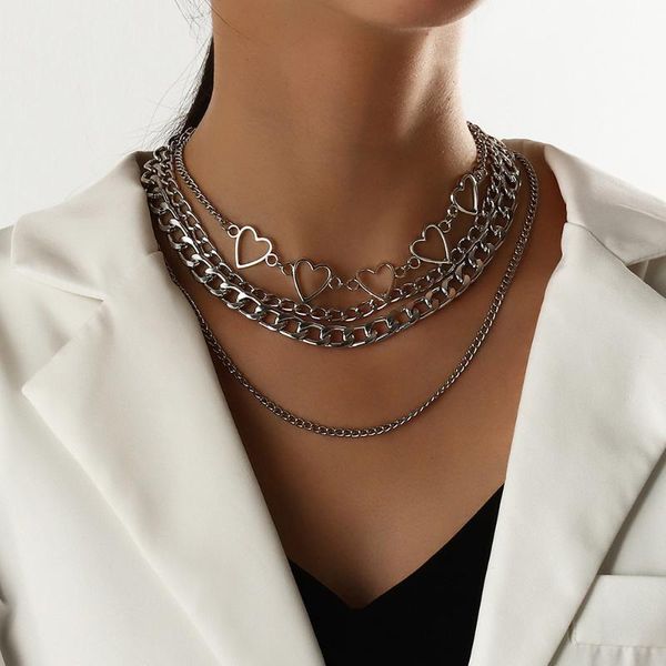 chains vintage multilayer metal love heart necklace for women link choker statement necklaces punk jewelry collier femme, Silver
chains vintage multilayer metal love heart necklace for women link choker statement necklaces punk jewelry collier femme, Silver