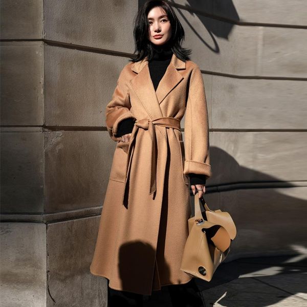 women's wool & blends water ripple coat women 100% double-sided woolen overcoat 2021 autumn winter long jackets elegant windbreaker bel, Black
women's wool & blends water ripple coat women 100% double-sided woolen overcoat 2021 autumn winter long jackets elegant windbreaker bel, Black