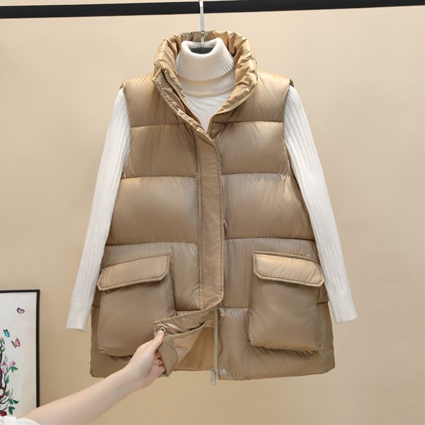 women's 2021 winter waistcoat female down vest jacket loose waistcoat coat, Black;white
women's 2021 winter waistcoat female down vest jacket loose waistcoat coat, Black;white