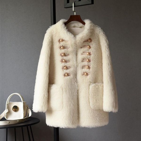 women's wool & blends stand collar solid mid-length double-breasted lambswool coat women white pink winter jacket korean casaco feminin, Black
women's wool & blends stand collar solid mid-length double-breasted lambswool coat women white pink winter jacket korean casaco feminin, Black
