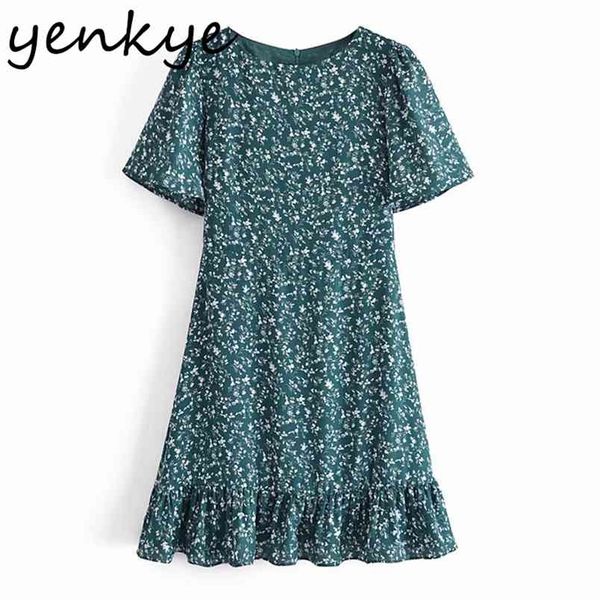 vintage green floral print dress women o neck short sleeve a-line holiday summer chiffon ruffle vestido 210514, Black;gray
vintage green floral print dress women o neck short sleeve a-line holiday summer chiffon ruffle vestido 210514, Black;gray