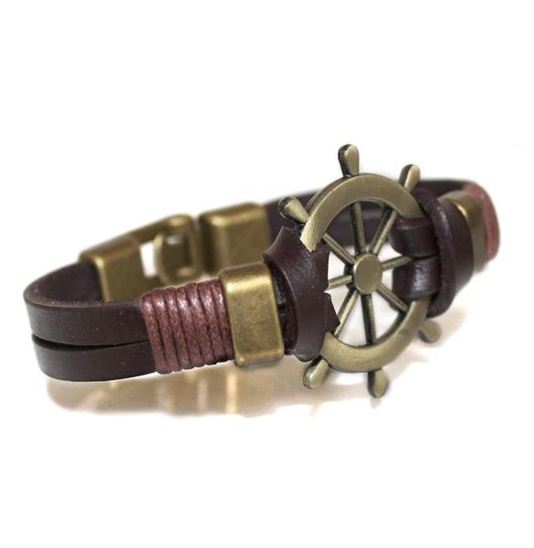 charm bracelets genuine cow leather for men women punk vintage rudder bracelet bangles jewelry, Golden;silver
charm bracelets genuine cow leather for men women punk vintage rudder bracelet bangles jewelry, Golden;silver