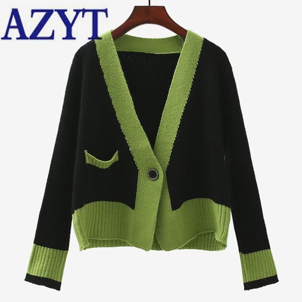 women's knits & tees azyt 2021 fashion panelled knit short cardigan women autumn loose v neck knitwear crop female casual single butto, White
women's knits & tees azyt 2021 fashion panelled knit short cardigan women autumn loose v neck knitwear crop female casual single butto, White