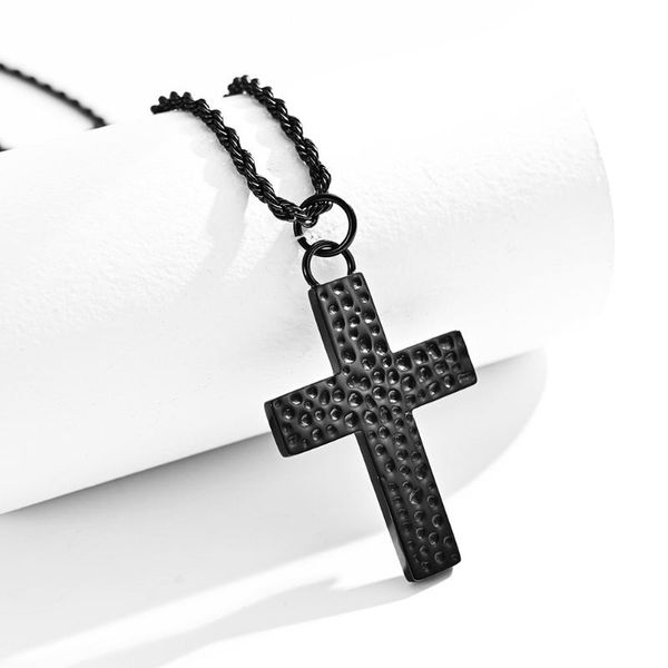 pendant necklaces fashion simple and generous retro style men's titanium steel hand hammered cross hangtag necklace, Silver
pendant necklaces fashion simple and generous retro style men's titanium steel hand hammered cross hangtag necklace, Silver