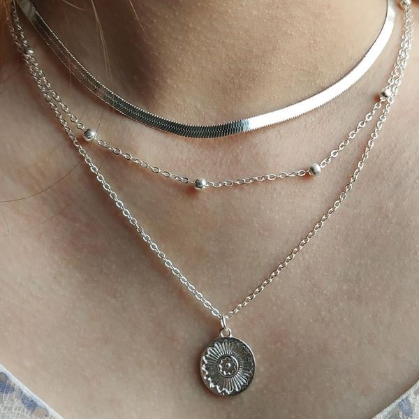 women's necklace fashion 2021 multilayer jewelery metal pendant chain for women gifts the year chains, Silver
women's necklace fashion 2021 multilayer jewelery metal pendant chain for women gifts the year chains, Silver