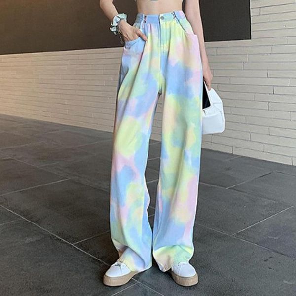 women's jeans streetwear summer rainbow tie dye printed high waist straight gradient loose denim pants y2k wide leg jean trousers, Blue
women's jeans streetwear summer rainbow tie dye printed high waist straight gradient loose denim pants y2k wide leg jean trousers, Blue