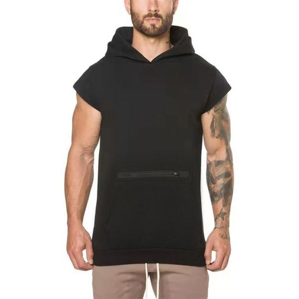 men's t-shirts 2021 summer european size solid color pocket zip-loose high street sports hooded t-shirt, White;black
men's t-shirts 2021 summer european size solid color pocket zip-loose high street sports hooded t-shirt, White;black