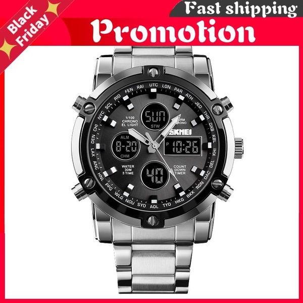 wristwatches fashion men's wristwatch watch sport digital bracelet 3 time countdown mens clock stainless steel watches male business, Slivery;brown
wristwatches fashion men's wristwatch watch sport digital bracelet 3 time countdown mens clock stainless steel watches male business, Slivery;brown