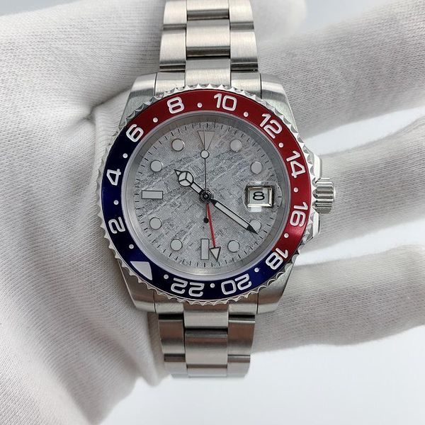 leisure watch men automatic mechanical gmt 40mm meteorite dial sapphire crystal blue red ceramic bezel waterproof, Slivery;brown
leisure watch men automatic mechanical gmt 40mm meteorite dial sapphire crystal blue red ceramic bezel waterproof, Slivery;brown