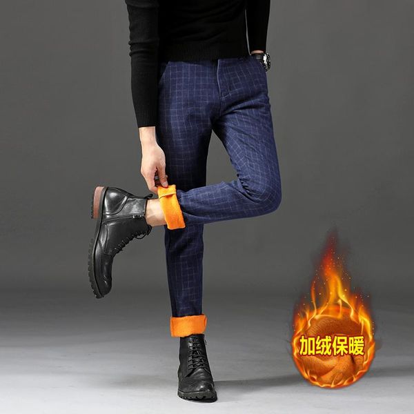 men's pants winter men fleece warm velvet casual dress male skinny slim fit thick mens classic trousers stretch long plaid, Black
men's pants winter men fleece warm velvet casual dress male skinny slim fit thick mens classic trousers stretch long plaid, Black