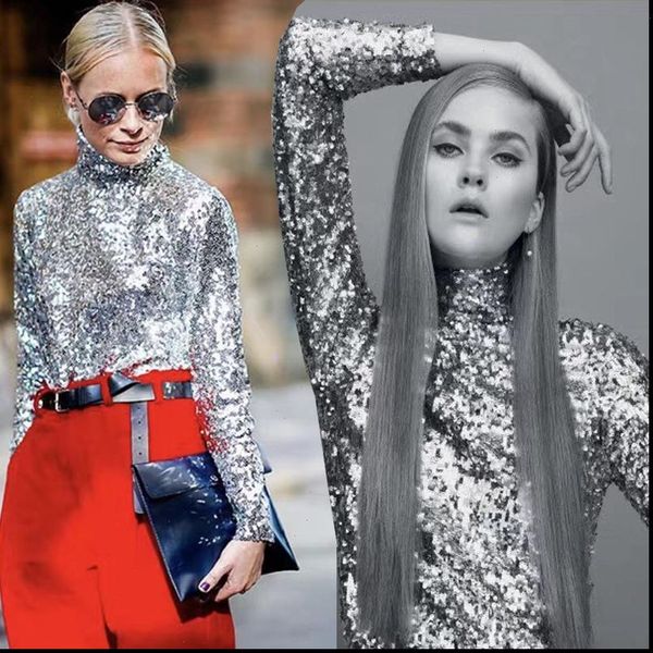 womens shirts young girl chic stand collar sequin long sleeved and blouses design turtleneck glittery streetwear blouse women, White
womens shirts young girl chic stand collar sequin long sleeved and blouses design turtleneck glittery streetwear blouse women, White